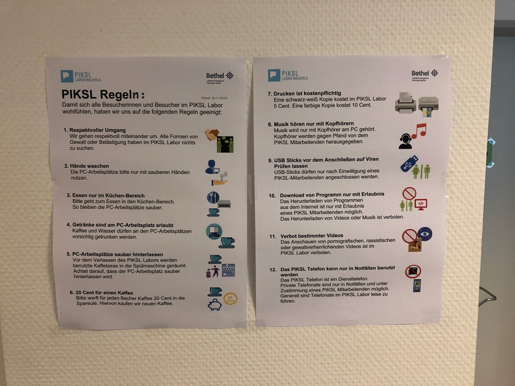 Die Regeln im PIKSL-Labor